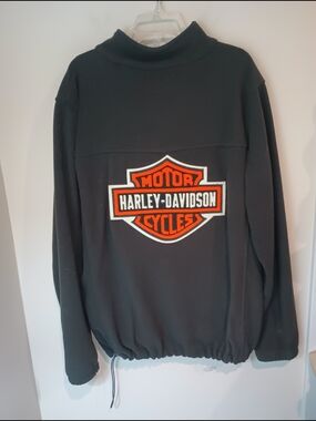 Browning Harley Davidson Fleece Jacket Mens Large Black Full Zip Buckmark Logo